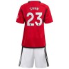 Camisolas Manchester United Shaw 23 Criança 1º Equipamento Principal 2023-24 Manga Curta